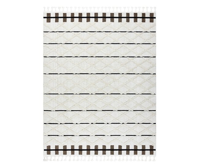 Conforama Alfombra SEVILLA Y611A Conducción Diamantes Franjas Bereber Marroquí Shaggy 160x220 Cm