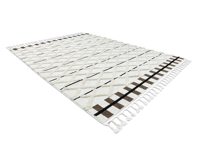 Conforama Alfombra SEVILLA Y611A Conducción Diamantes Franjas Bereber Marroquí Shaggy 160x220 Cm