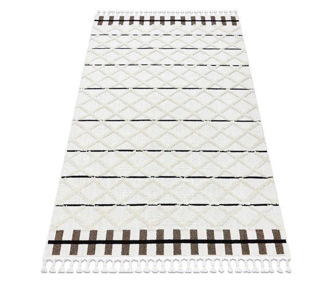 Conforama Alfombra SEVILLA Y611A Conducción Diamantes Franjas Bereber Marroquí Shaggy 160x220 Cm