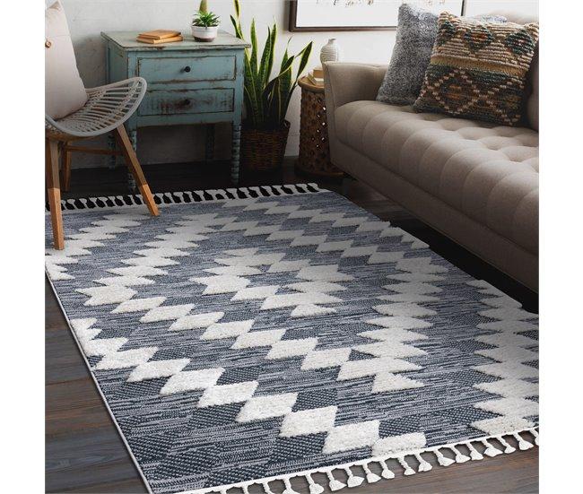 Conforama Alfombra SEVILLA Z250A Diamantes Franjas Bereber Marroquí Shaggy 80x150 Cm