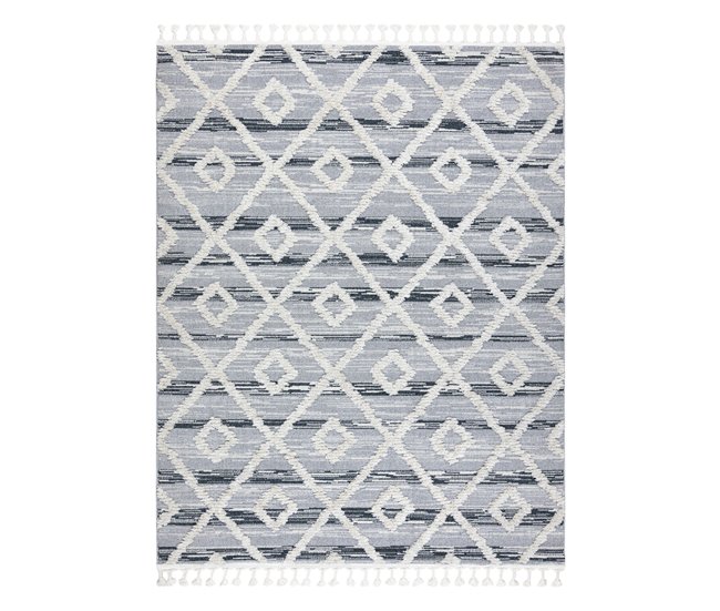 Conforama Alfombra SEVILLA Z555A Conducción Diamantes Franjas Bereber Marroquí Shaggy 140x190 Cm