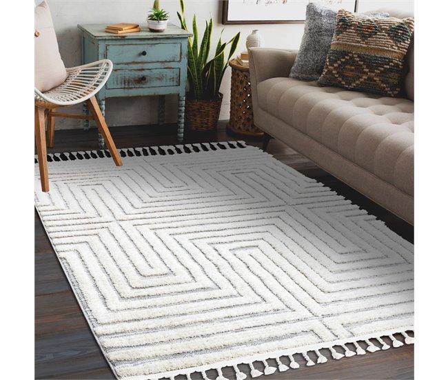 Conforama Alfombra SEVILLA Z788A Laberinto Griego Franjas Bereber Marroquí Shaggy 180x270 Cm