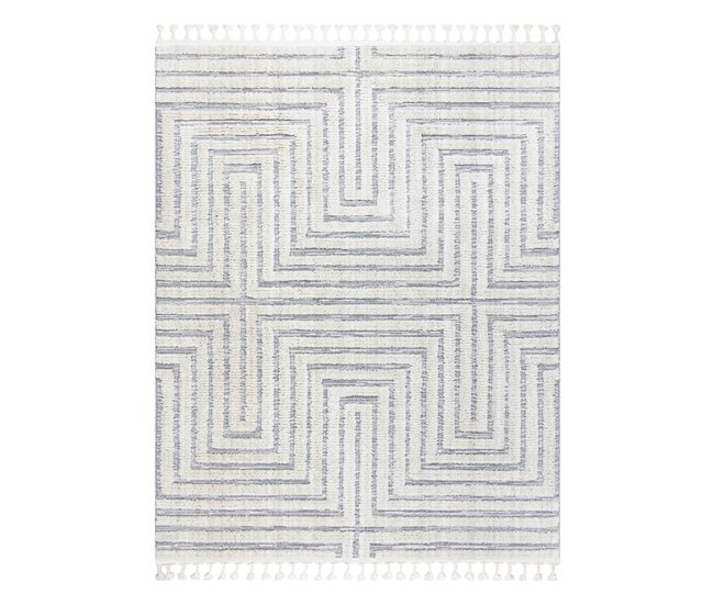 Conforama Alfombra SEVILLA Z788A Laberinto Griego Franjas Bereber Marroquí Shaggy 180x270 Cm