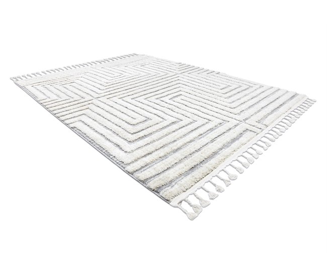 Conforama Alfombra SEVILLA Z788A Laberinto Griego Franjas Bereber Marroquí Shaggy 180x270 Cm