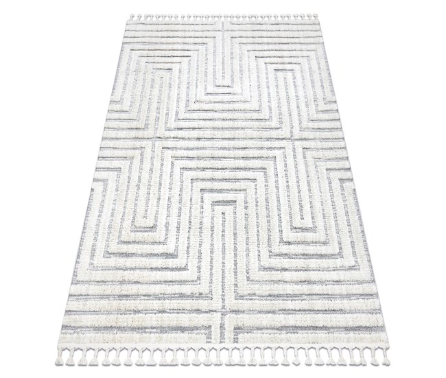 Conforama Alfombra SEVILLA Z788A laberinto griego Franjas Bereber marroquí Shaggy 180x270 cm