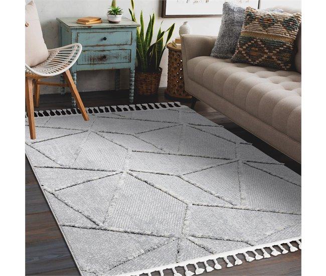 Conforama Alfombra SEVILLA Z791C Mosaico Franjas Bereber Marroquí Shaggy 120x170 Cm