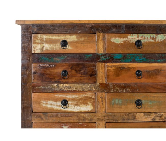 Conforama Aparador 28 Cajones De Madera Reciclada Marrón/multicolor De 110x40x150 Cm - Giner Y Colomer