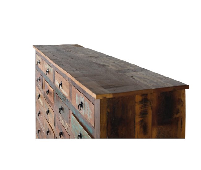 Conforama Aparador 28 Cajones De Madera Reciclada Marrón/multicolor De 110x40x150 Cm - Giner Y Colomer