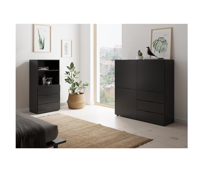 Conforama Aparador 3 Puertas 3 Cajones Negro L99cm - Dark