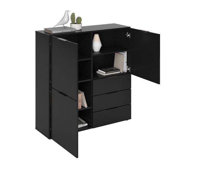 Conforama Aparador 3 Puertas 3 Cajones Negro L99cm - Dark