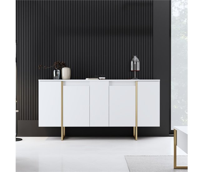 Conforama Aparador 4 Puertas Con Estantes Detrás De Las Puertas L160 Cm - LUXE