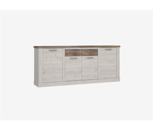 Conforama Aparador 4 Puertas Y 2 Cajones VERONA Blanco Y Madera