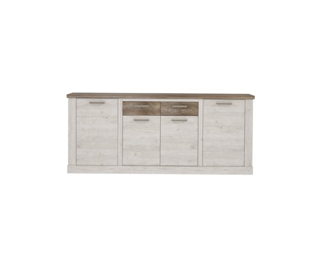 Conforama Aparador 4 puertas y 2 cajones VERONA blanco y madera