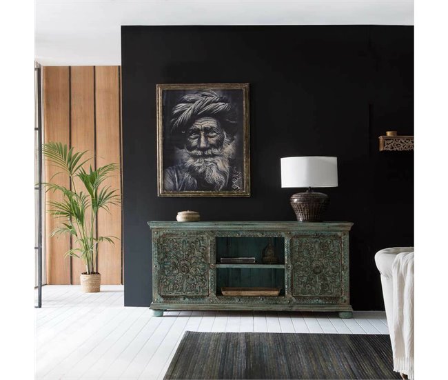 Conforama Aparador Alexandra House Living Azul Madera De Mango 45 X 76 X 165 Cm