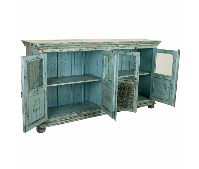 Conforama Aparador Alexandra House Living Azul Madera De Mango 40 X 90 X 170 Cm