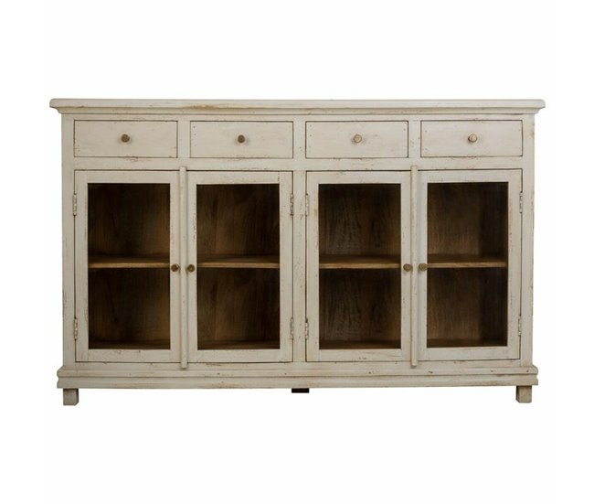 Conforama Aparador Alexandra House Living Blanco Madera Vidrio 40 X 100 X 160 Cm