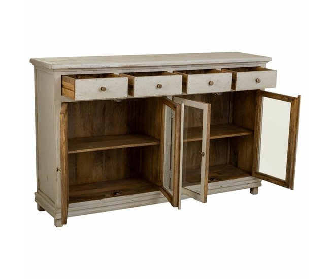 Conforama Aparador Alexandra House Living Blanco Madera Vidrio 40 X 100 X 160 Cm