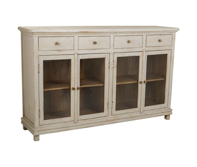 Conforama Aparador Alexandra House Living Blanco Madera Vidrio 40 x 100 x 160 cm
