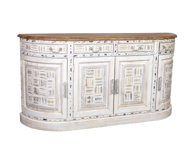 Conforama Aparador Alexandra House Living Blanco Marrón Latón Madera de mango 45 x 177 x 91 cm