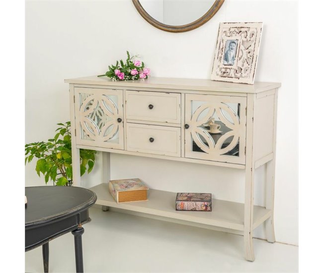 Conforama Aparador Alexandra House Living Gris Vidrio Madera De Abeto 37 X 91 X 121 Cm