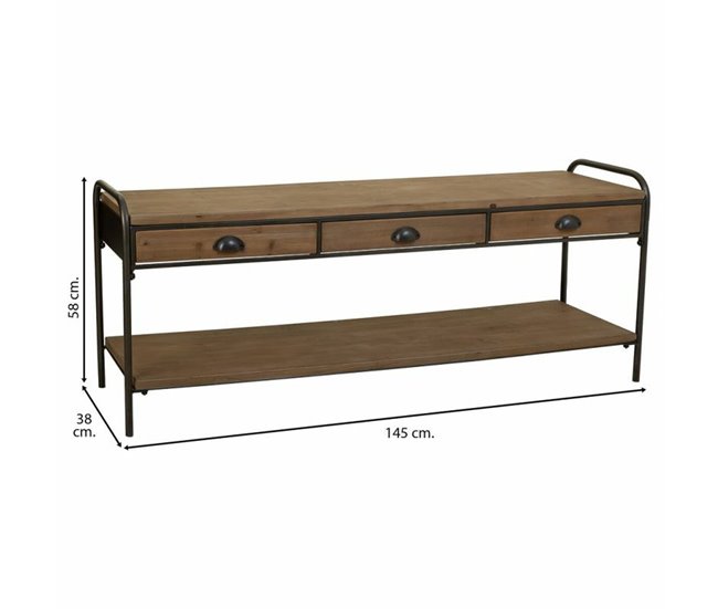 Conforama Aparador Alexandra House Living Marrón Hierro Madera De Abeto 38 X 58 X 149 Cm