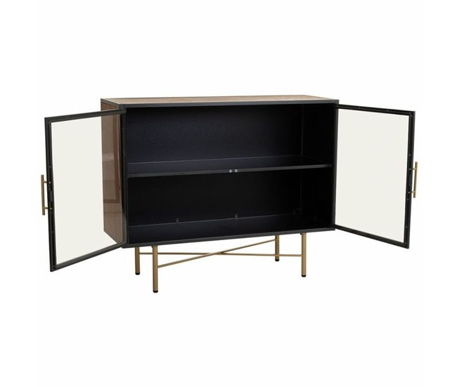 Conforama Aparador Alexandra House Living Marrón Metal Vidrio Madera De Abeto Madera MDF 35 X 80 X 100 Cm