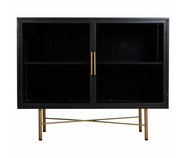 Conforama Aparador Alexandra House Living Marrón Metal Vidrio Madera De Abeto Madera MDF 35 X 80 X 100 Cm