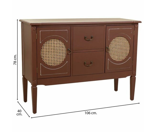 Conforama Aparador Alexandra House Living Marrón Natural Ratán Madera De Abeto 40 X 78 X 106 Cm