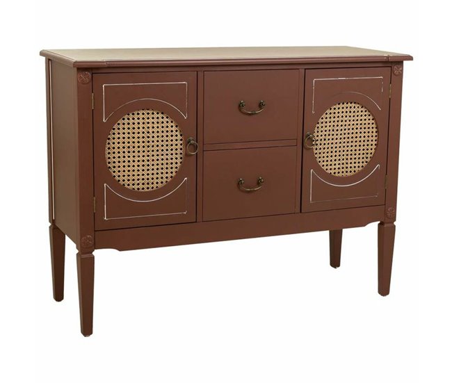 Conforama Aparador Alexandra House Living Marrón Natural Ratán Madera de abeto 40 x 78 x 106 cm