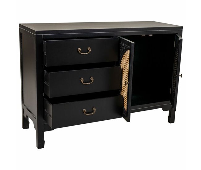 Conforama Aparador Alexandra House Living Negro Ratán Madera De Abeto 36 X 73 X 106 Cm