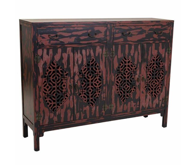Conforama Aparador Alexandra House Living Rojo Madera de abeto Madera MDF 36 x 106 x 136 cm