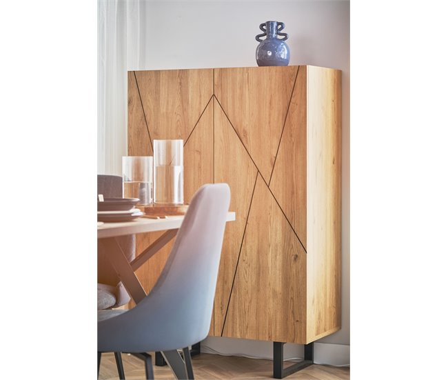 Conforama Aparador Alto 2 Puertas MILENA 2 Puertas Roble Y Negro