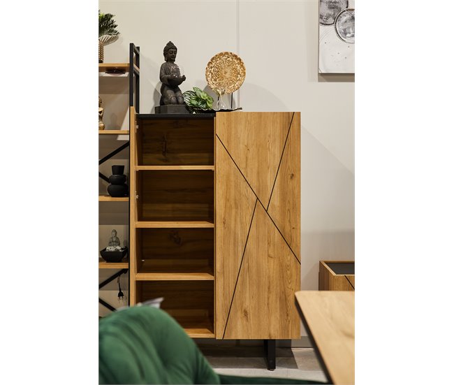 Conforama Aparador Alto 2 Puertas MILENA 2 Puertas Roble Y Negro