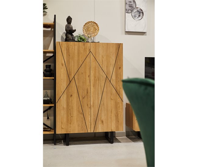 Conforama Aparador Alto 2 Puertas MILENA 2 Puertas Roble Y Negro