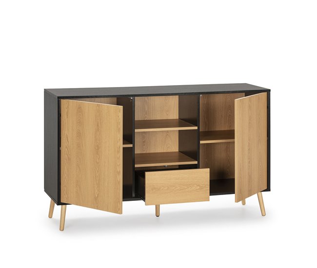 Conforama Aparador Apolo 2 Puertas 1 Cajón Color Negro/Madera