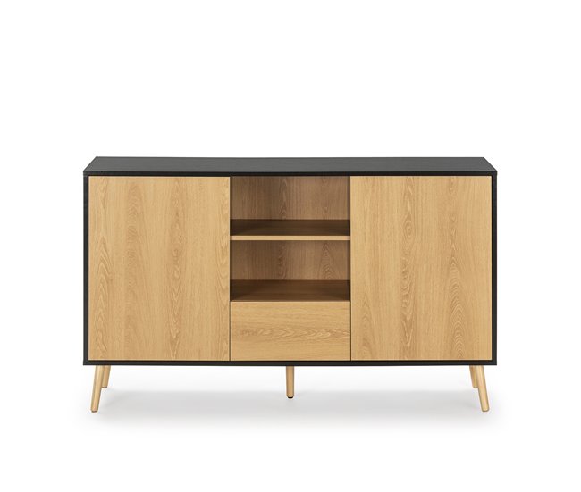 Conforama Aparador Apolo 2 Puertas 1 Cajón Color Negro/Madera