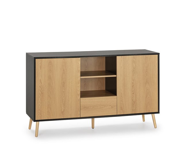 Conforama Aparador Apolo 2 Puertas 1 cajón Color Negro/Madera