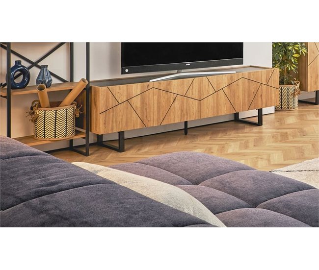 Conforama Aparador Bajo 4 Puertas MILENA Roble Y Negro