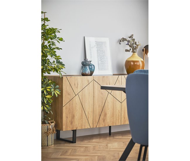 Conforama Aparador Bajo MILENA 3 Puertas Roble Y Negro