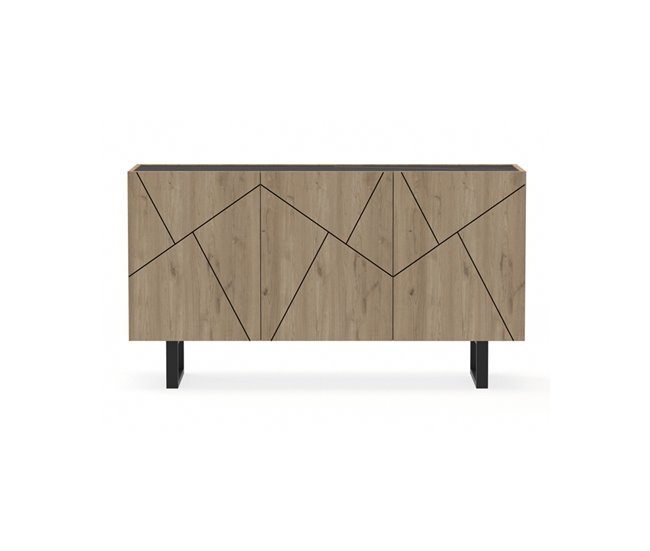 Conforama Aparador bajo MILENA 3 puertas roble y negro