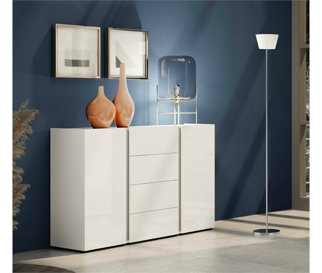 Conforama Aparador Dbjarkaso Bufé De Salón Aparador De Salón Despensa De Cocina Made In Italy 140x38h92 Cm Blanco Brillante Y Antracita