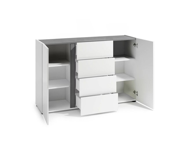 Conforama Aparador Dbjarkaso Bufé De Salón Aparador De Salón Despensa De Cocina Made In Italy 140x38h92 Cm Blanco Brillante Y Antracita