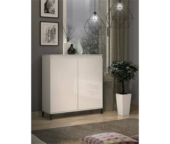 Conforama Aparador Dcarissim Bufé De Salón Aparador De Salón Despensa De Cocina Made In Italy 100x40h110 Cm Blanco Brillante Y Antracita