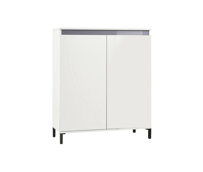 Conforama Aparador Dcarissim Bufé de salón Aparador de salón Despensa de cocina Made in Italy 100x40h110 cm Blanco brillante y Antracita