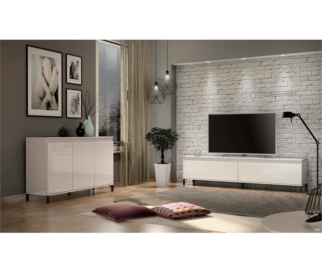 Conforama Aparador Dcassandr Bufé De Salón Aparador De Salón Despensa De Cocina Made In Italy 138x40h90 Cm Blanco Brillante Y Antracita