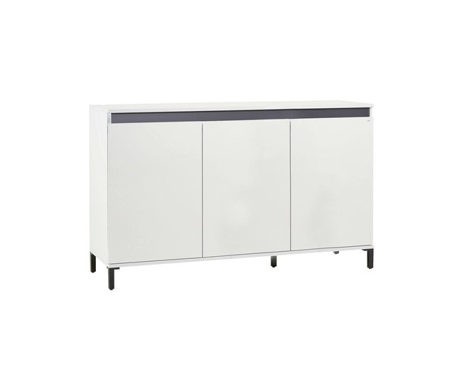 Conforama Aparador Dcassandr Bufé de salón Aparador de salón Despensa de cocina Made in Italy 138x40h90 cm Blanco brillante y Antracita