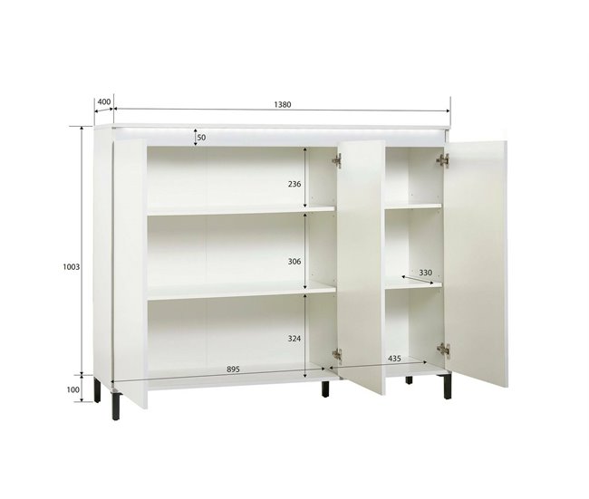 Conforama Aparador Dceccherin Bufé De Salón Aparador De Salón Despensa De Cocina Made In Italy 138x40h110 Cm Blanco Brillante Y Antracita
