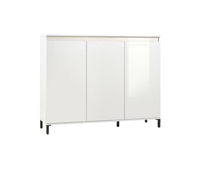 Conforama Aparador Dceccherin Bufé de salón Aparador de salón Despensa de cocina Made in Italy 138x40h110 cm Blanco brillante y Antracita