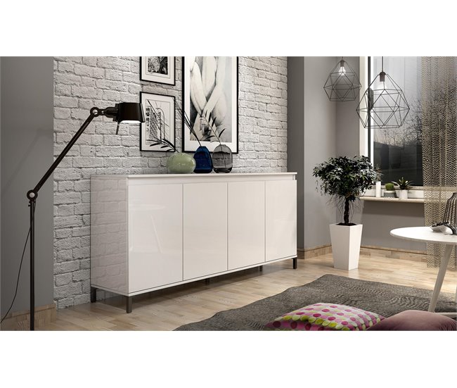 Conforama Aparador Dcecchett Bufé De Salón Aparador De Salón Despensa De Cocina Made In Italy 184x40h90 Cm Blanco Brillante Y Antracita