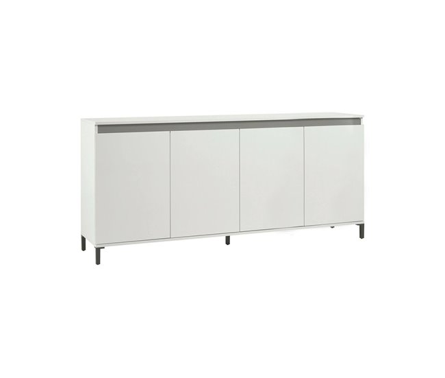 Conforama Aparador Dcecchett Bufé de salón Aparador de salón Despensa de cocina Made in Italy 184x40h90 cm Blanco brillante y Antracita